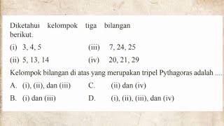 Kelompok bilangan yang merupakan tripel Phytagoras i 345 ii51314 iii72425 iv 202129 [upl. by Brandie]