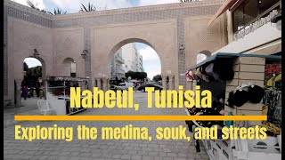 Exploring Tunisia Nabeul walking through the medina souk and streets 4K HD [upl. by Euginimod]