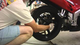 VFR750 Rear Wheel Removal  Swap [upl. by Brigida]