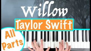 How to play WILLOW  Taylor Swift Piano Chords Accompaniment Tutorial [upl. by Ymmaj]