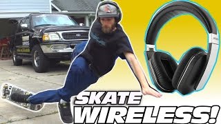 SKATEBOARDING w Bluetooth Headphones EXOs 1st Outdoor Archeer Headphone Speaker Volume Test [upl. by Pace545]