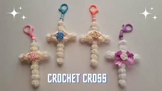 Cruz tejida en CROCHET  Hermosos y elegantes recuerdos para ceremonias  Artículos religiosos [upl. by Ellenod]