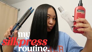 HAIR TUTORIAL ❤︎ how to silk press your hair at home shiny and smooth [upl. by Ybbor623]