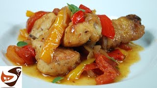 Pollo con peperoni Ricetta facile e appetitosa  Secondi piatti [upl. by Anirbus]