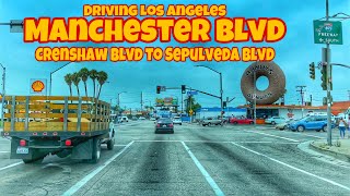 Driving Los Angeles Manchester Blvd Crenshaw Blvd to Sepulveda Blvd inglewood Randy’sdounts [upl. by Ahseuqram]