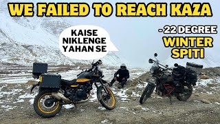 WE FAILED TO REACH KAZA IN SNOW STORM  HIMALAYAN 450  NO EGO RIDING IN WINTER SPITI  Day 4 [upl. by Nalniuq]