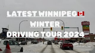 Latest WINNIPEG winter drive 2024  Manitoba Canada 🇨🇦 [upl. by Nilya]