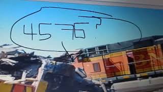 BNSF C449W H2 4576 from Kismet train collision official video [upl. by Borlase238]