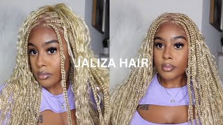 best AMAZON boho box braided wig with human hair boho curls 102 strands ft JALIZA [upl. by Otilopih]