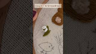 Day 4  A Snowdrop🌞 Easter Embroidery Calendar 🌷 embroideryforbeginners embroiderytutorial [upl. by Lumbard272]