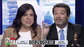 Debate PAN vs Chega  Inês Sousa Real vs André Ventura  Eleições Legislativas 2024 [upl. by Graehme]