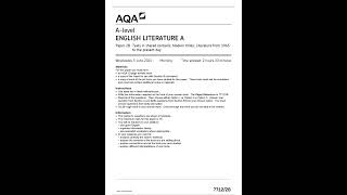 OFFICIAL JUNE 2024 AQA A LEVEL ENGLISH LITERATURE A 77122B PAPER 2B TEXTS IN SHARED CONTEXTS MODERN [upl. by Nessie]