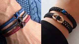 👉 TUTORIAL Pulseras para hombre con hilo chino y cordón piel o cuero pulseras cuero hilo hombres [upl. by Benzel]