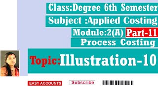 Degree 6th Semester  Applied Costing  Module 2A Process Costing  Part 11 Easy Accounts [upl. by Aivuy]