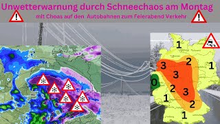 Unwetterwarnung für den heutigen Montag wegen Schneechaos amp Verkehrschaos Wettervorhersage 271123 [upl. by Bindman241]