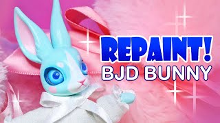 Repaint Easter Bunny BJD My first ball jointed doll from scratch Custom OOAK Doll [upl. by Ahsiakal874]