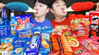 ASMR MUKBANG 편의점 핵불닭 미니 떡볶이 amp 핫도그 amp 치즈 피자 FIRE Noodle amp HOT DOG amp CHEESE PIZZA EATING SOUND [upl. by Acinnad]