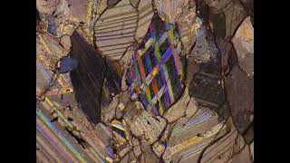 Twinned calcite grain in thin section [upl. by Enilra]