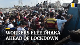 Exodus of migrant workers from Dhaka ahead of coronavirus lockdown in Bangladesh [upl. by Ahsiloc]