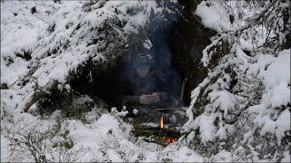 Building Winter Bushcraft Shelter  Shelter In Snowfall  Freezing Cold [upl. by Immak179]