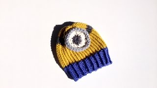 How to Loom Knit a Minion Hat DIY Tutorial [upl. by Biernat]