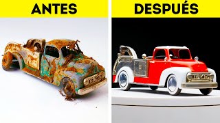 RESTAURACIÓN VINTAGE DE CARRO DE JUGUETE  18 MANERAS LOCAS DE TRANSFORMAR CUALQUIER COSA [upl. by Cherie]