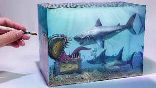 How To Make Underwater Mimic and Sharks Diorama [upl. by Hagood]