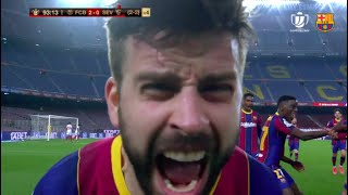 😱 🕙 FULL LAST 4 MINUTES OF BARÇASEVILLA  GOAL CELEBRATION 🔥 [upl. by Tenay746]