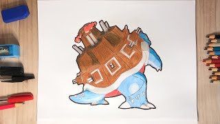 Lets Draw Gigantamax Blastoise  Pokemon  blastoise pokemon gigantamax swordshield letsdraw [upl. by Aisatnaf]