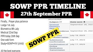 🇨🇦27th September latest SOWP PPR TIMELINESOWPspouse open work permit canada ppr timelinesowpppr [upl. by Atiragram]