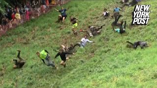 WATCH Gloucestershire Cheese Rolling 2024 competition [upl. by Bloch939]