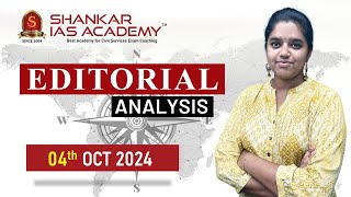 Editorial Analysis October 4 2024 Shankar IAS Academy UPSC current Affairs  Mains [upl. by Enetsirk]