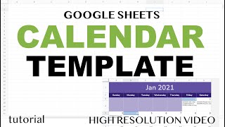 Google Sheets  Calendar Template [upl. by Zehcnas]