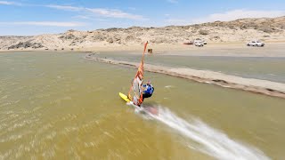 High speed windsurfing with a FPV Drone in Namibia w Björn Dunkerbeck [upl. by Pittman799]