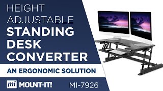 SitStand Converting Desk with Gas Spring Adjustable Height for Dual Monitors MI7926 [upl. by Gwen872]