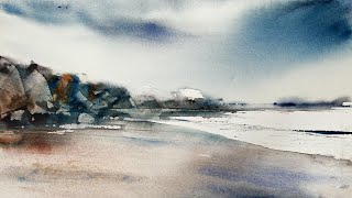 Atmospheric Watercolour Seascape Painting With A Semiabstract Twist [upl. by Geer147]