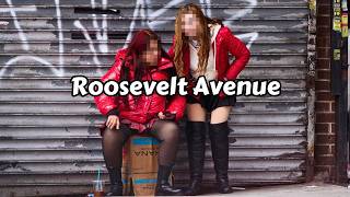 Market Of Sweethearts Queens NY Roosevelt Avenue New York Red Light  NYC Walking Tour 4k [upl. by Ditmore]