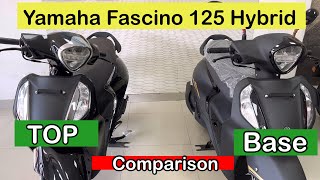 Yamaha Fascino 125 Hybrid Engine Scooter 2023  Base amp Top Model Comparison Mileage king 80 KMPL 🤑 [upl. by Ennirak392]