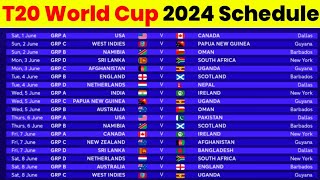 T20 World Cup 2024 Schedule  T20 World Cup 2024 Time Table Groups Format amp Schedule [upl. by Baudin284]