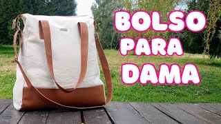 👜 Como hacer un BOLSO DE LONA combinado paso a paso ❤️ Moldes GRATIS [upl. by Mirabel]