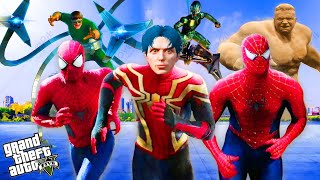 Spiderman ညီကိုသုံးယောက်ပူးပေါင်းပီး ကမ္ဘာကြီးကိုကယ်တင်ခဲ့တယ် Playing as Spiderman in GTA V [upl. by Sihtam]