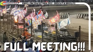 FULL MEETING  KINGS LYNN 22nd October 2022  BRISCA F1 amp BRISCA F2 [upl. by Rentsch]