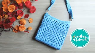 Bolso TEJIDO a CROCHET paso a paso puntos basicos  Lanitas y Colores [upl. by Anaahs612]