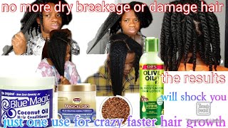 4 longer thicker hair growth results how 2 use blue magic hair grease flaxseed ors hair moisturizer [upl. by Fayola241]