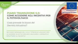 Webinar  Piano Transizione 50 come accedere agli incentivi per il fotovoltaico [upl. by Billi]