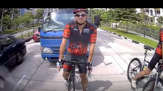 22dec2018 lorry vs cyclist eric chung  cyclist elbow the mirror amp lorry send it to kiss the ground [upl. by Popele]