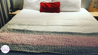 Beginners Tunisian Knit Stitch for a soft Blanket  Detailed  handsthatrockcrochet 💙 [upl. by Cari]