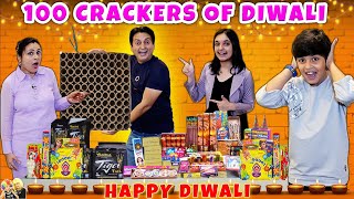 100 CRACKERS OF DIWALI  Diwali celebration with Family  Diwali Pathake  Aayu and Pihu Show [upl. by Juta7]