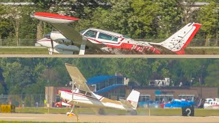 TWO INCIDENTS AT OSHKOSH Cessna 310 Gear Collapse amp Cessna 180 Ground Loop [upl. by Oicelem]