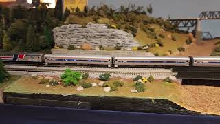 N Scale Amtrak Borealis train feat 160 and 161 at the Fairfax Station Railroad Museum NTrak [upl. by Droflim]